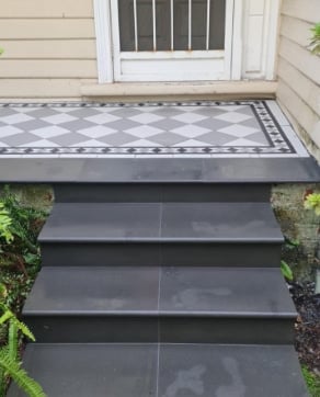 Modern grey porch steps