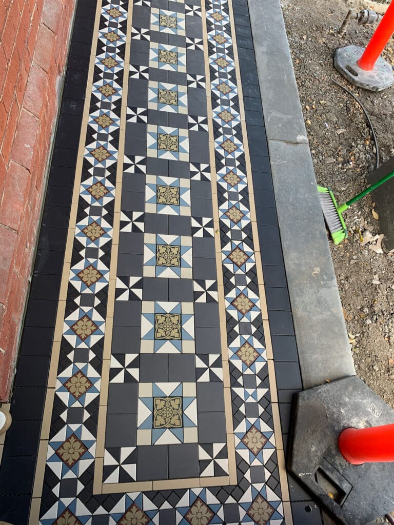 Decorative mosaic tile path