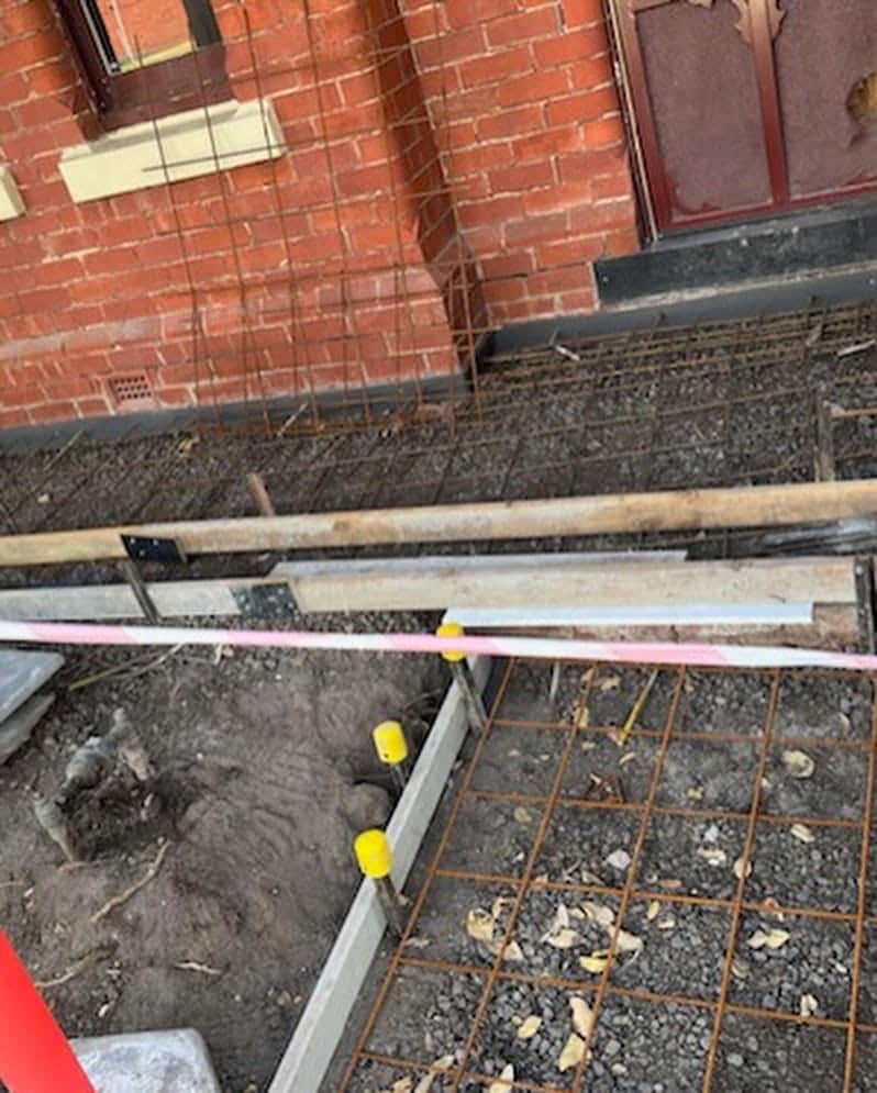 Concrete slab rebar construction.