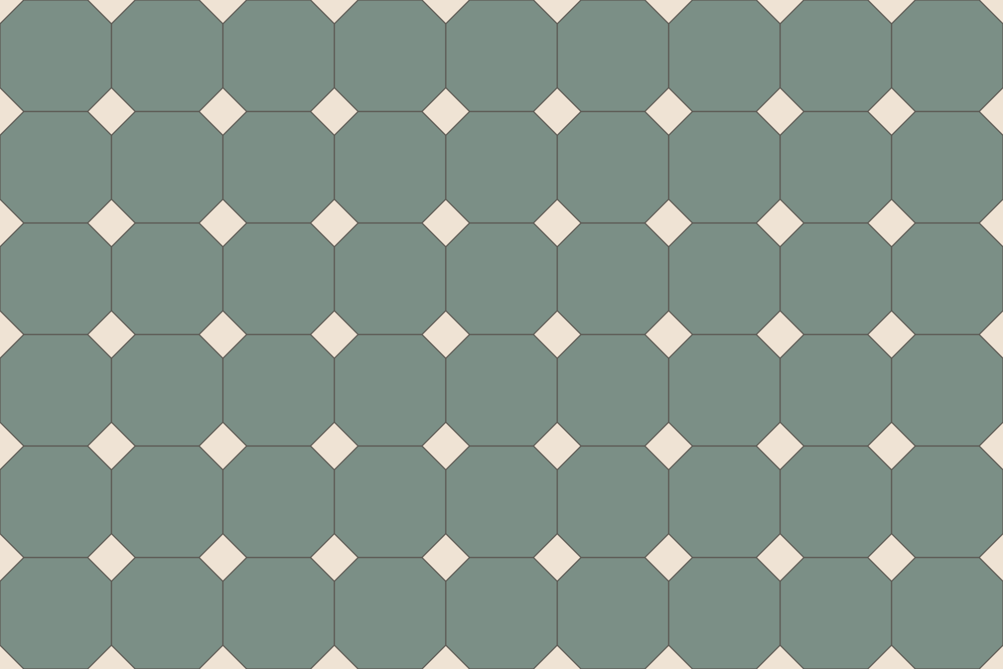 Octagon and Dot, 100 pattern drawing, Green and white colourway