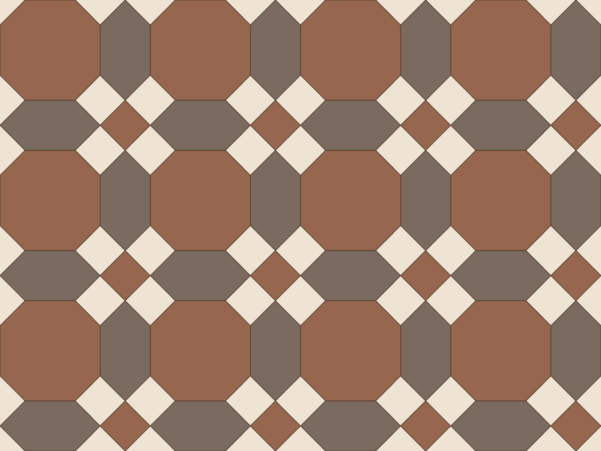 Bendigo, 150 pattern drawing, Brown, cream and dark brown colourway