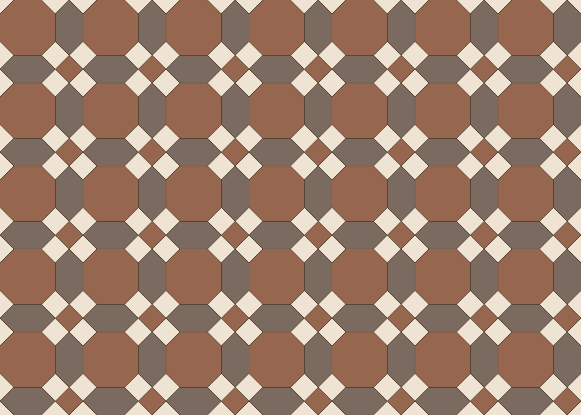Bendigo, 100 pattern drawing, Brown, cream and dark brown colourway