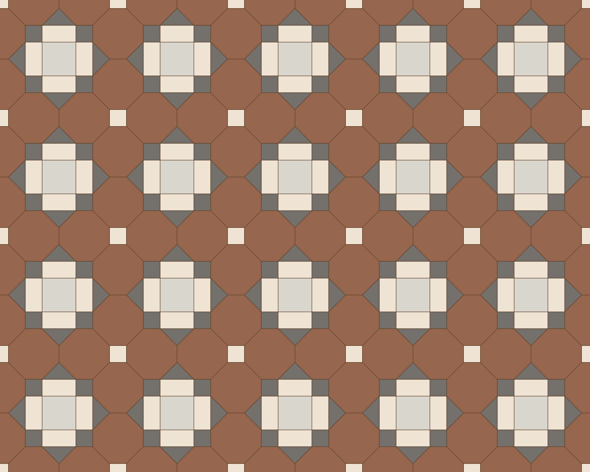 Bowral pattern drawing, Brown, cream and charcoal colourway