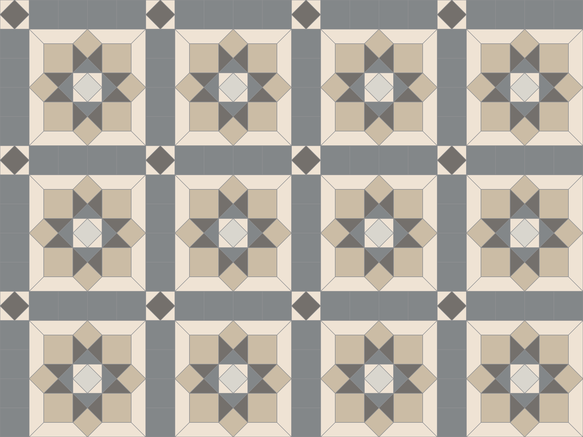 Newport pattern drawing, Grey, beige and white colourway