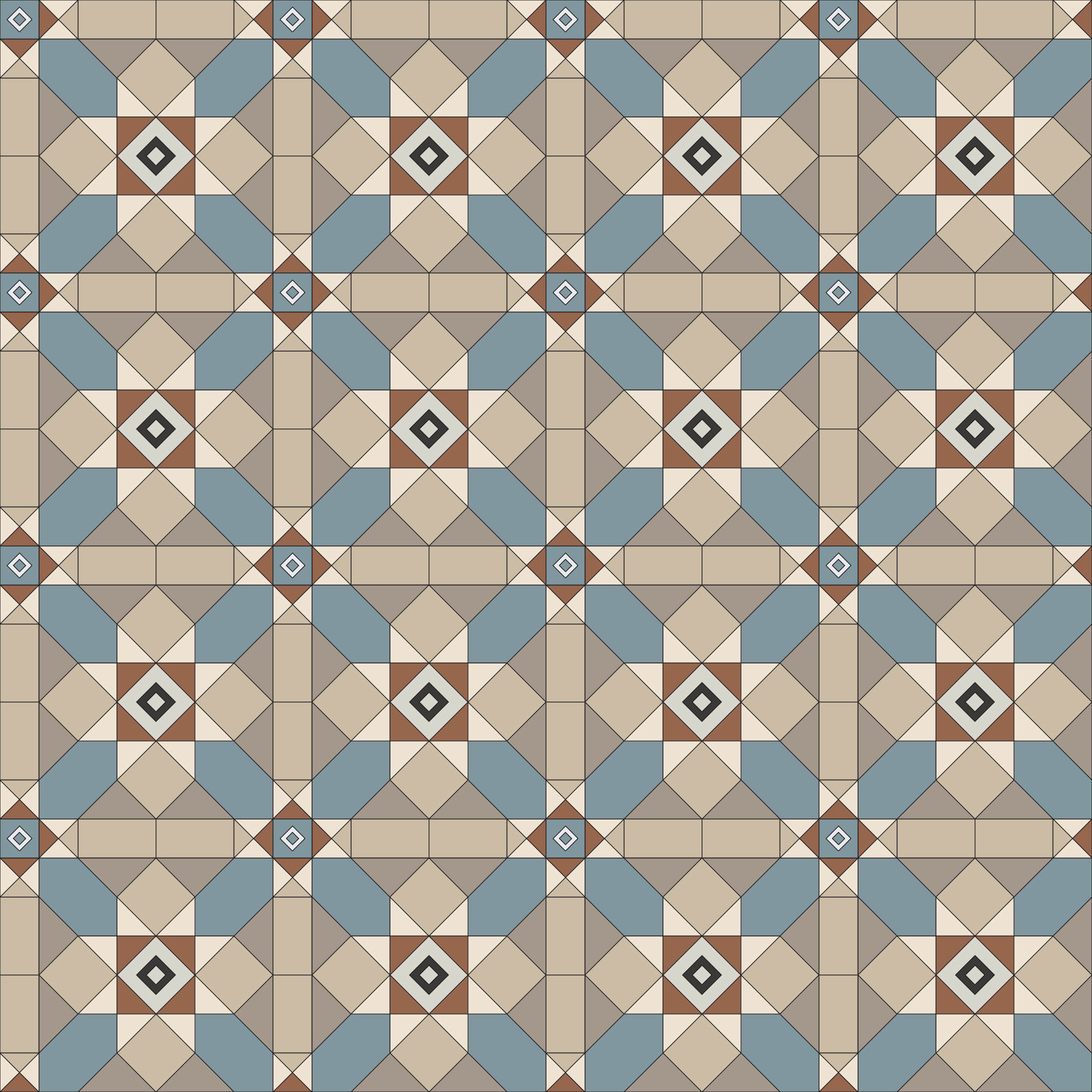 Fitzroy pattern drawing, Charcoal, grey and tan colourway
